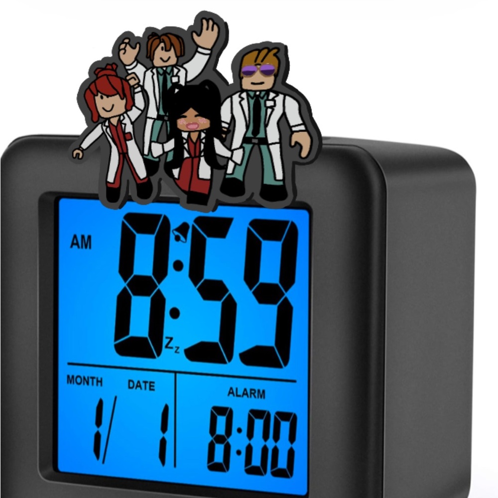 Roblox Digital Alarm Clock Silicone with Snooze and Nightlight - Black/Blue